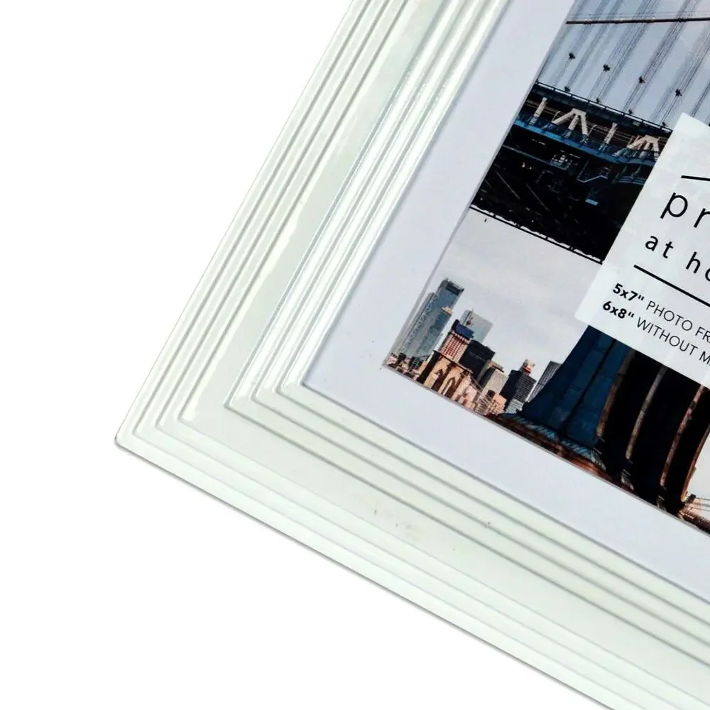 PRINZ Midtown High Gloss‎ Molded Modern White Picture Frame for 5x7